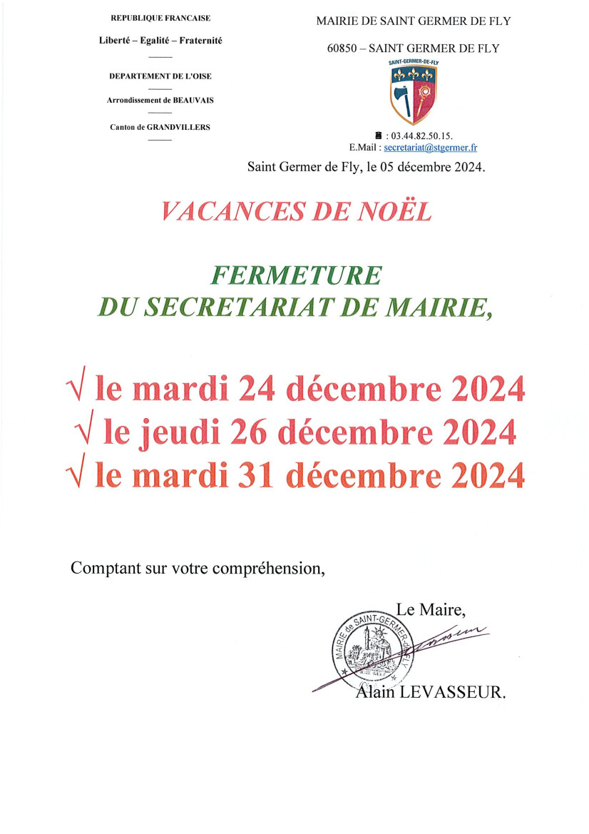 FERMETURE MAIRIE